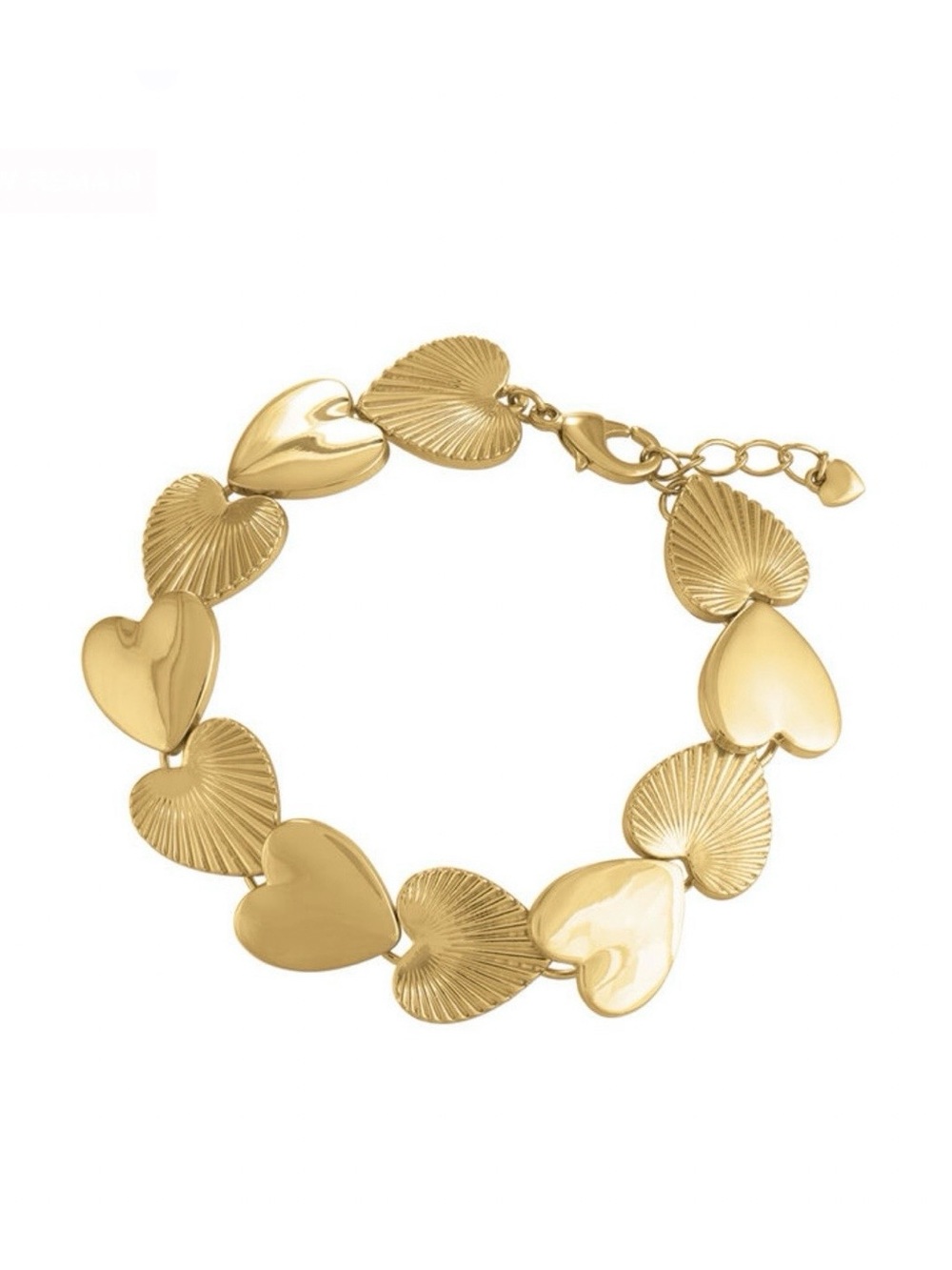 Danbury Mint Gold Tone Golden Glamour End to End Heart Bracelet